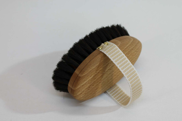 Preview: Massagebürste, oval mit Gurtband / Bronze in Rosshaar